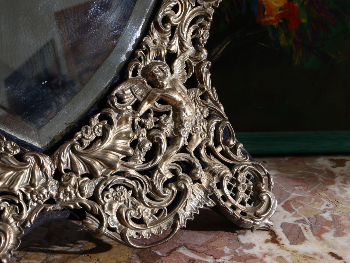 Specchio da Toilette Rivestito in Argento