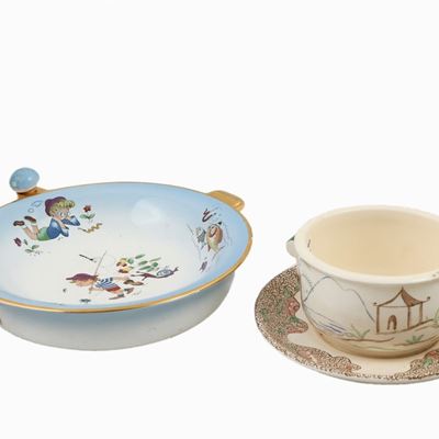 Due Ciotole da Pappa in Ceramica, Richard Ginori San Cristoforo e Bellagio