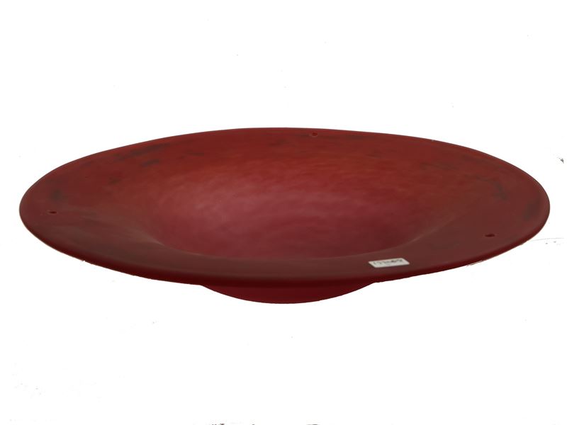 Lampada a Sospensione in Vetro Satinato Rosso con Inclusioni Blu,
