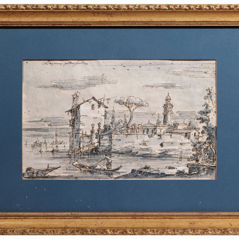 Giuseppe Latini Maesatro del Ricciolo - Paesaggio della Laguna Dell'isola di S. Lazzaro degli Arm...