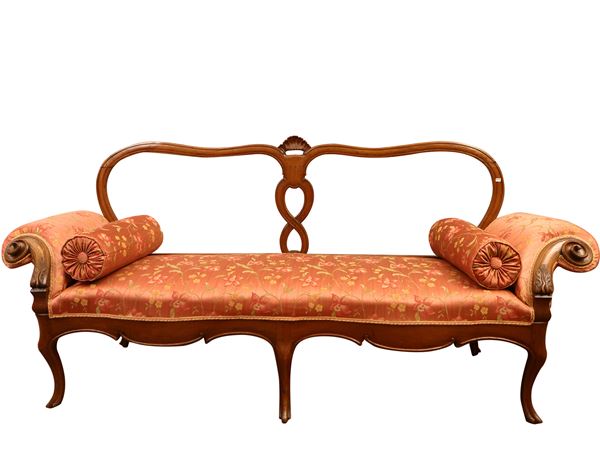 Walnut bench sofa