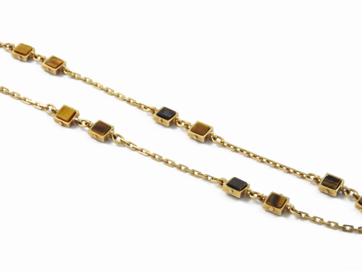 Collana in Oro Giallo e Quarzi Varietà Occhio di Tigre