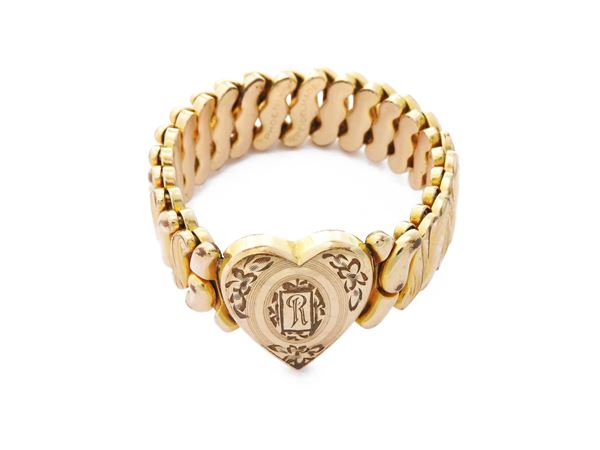 Gold plated metal Speidel Made extendable bracelet