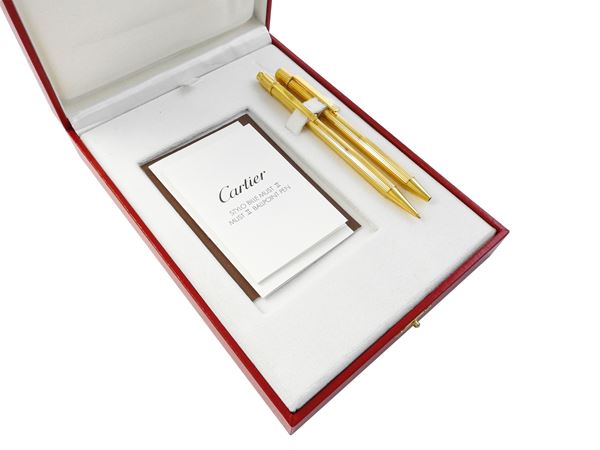Cartier Must II ballpoint pen and mechanical pencil set