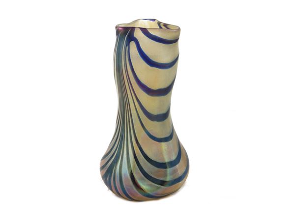 Iridescent blown glass bulb vase