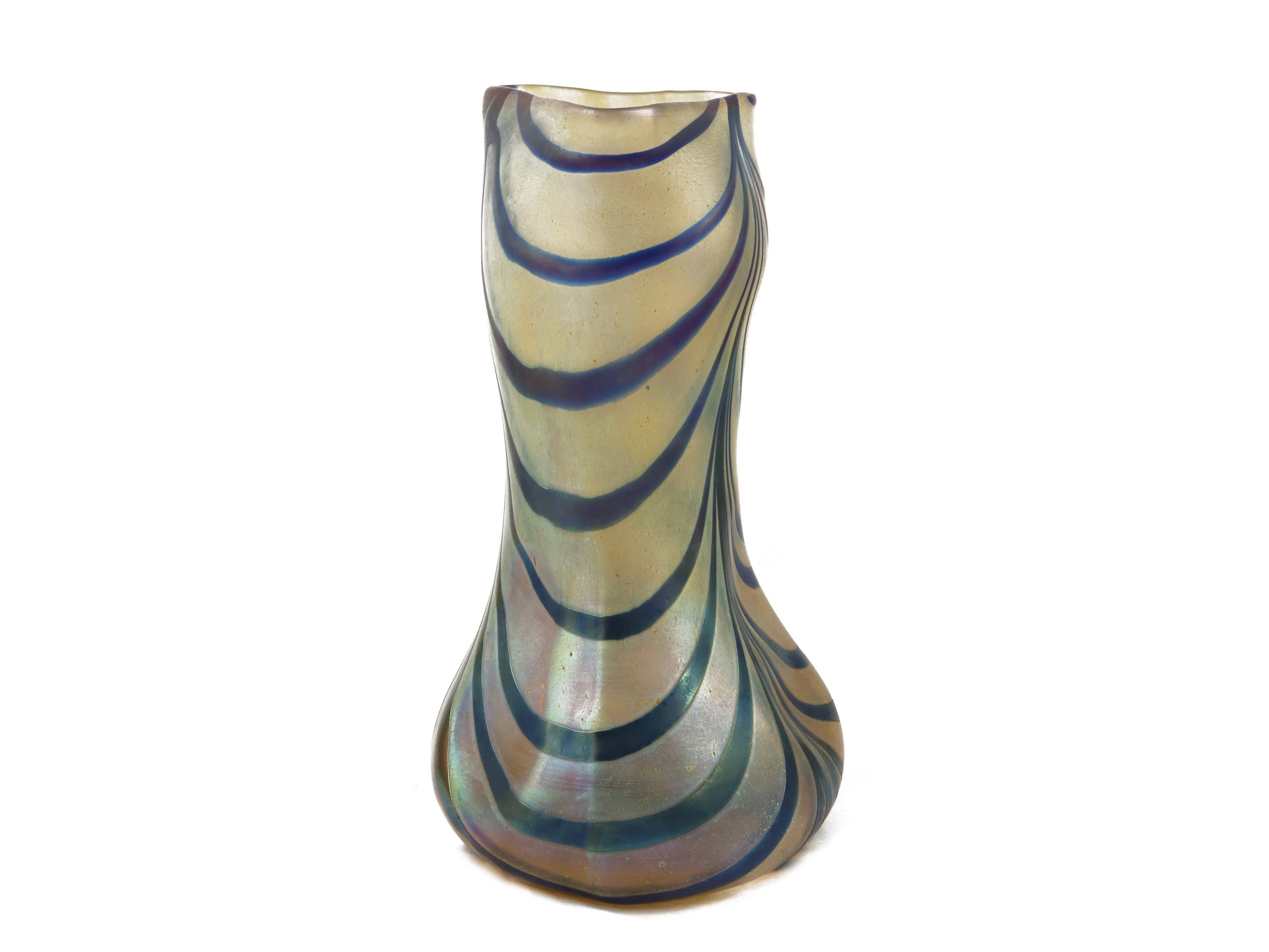 Vaso a Bulbo in Vetro Soffiato Iridescente