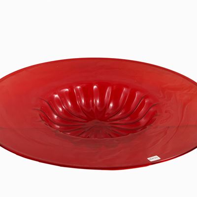 Grande Piatto da Parata in Vetro Soffiato Rosso Rubino