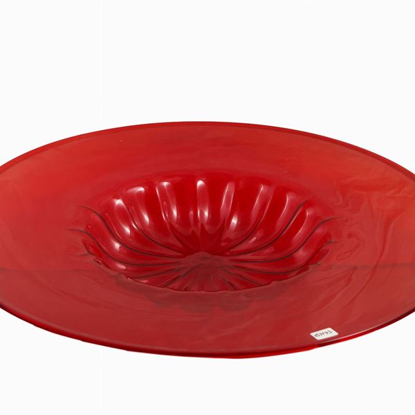 Large ruby red blown glass parade plate