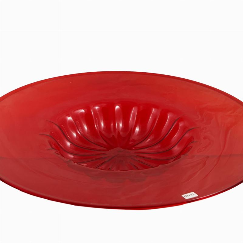 Grande Piatto da Parata in Vetro Soffiato Rosso Rubino