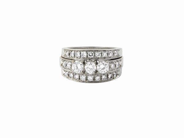 White gold band ring with diamonds