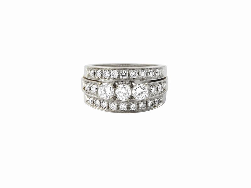 Anello a Fascia in Oro Bianco con Diamanti