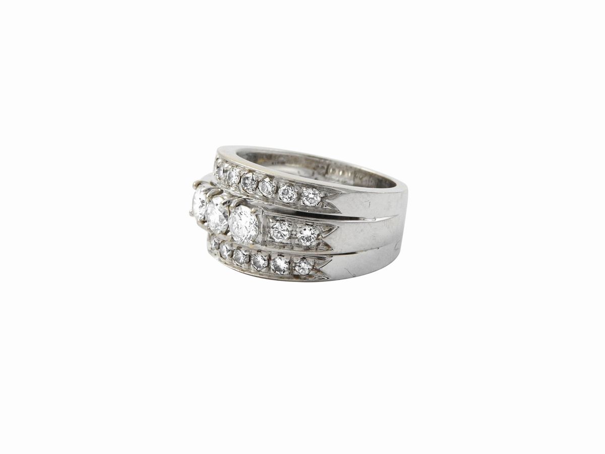 Anello a Fascia in Oro Bianco con Diamanti