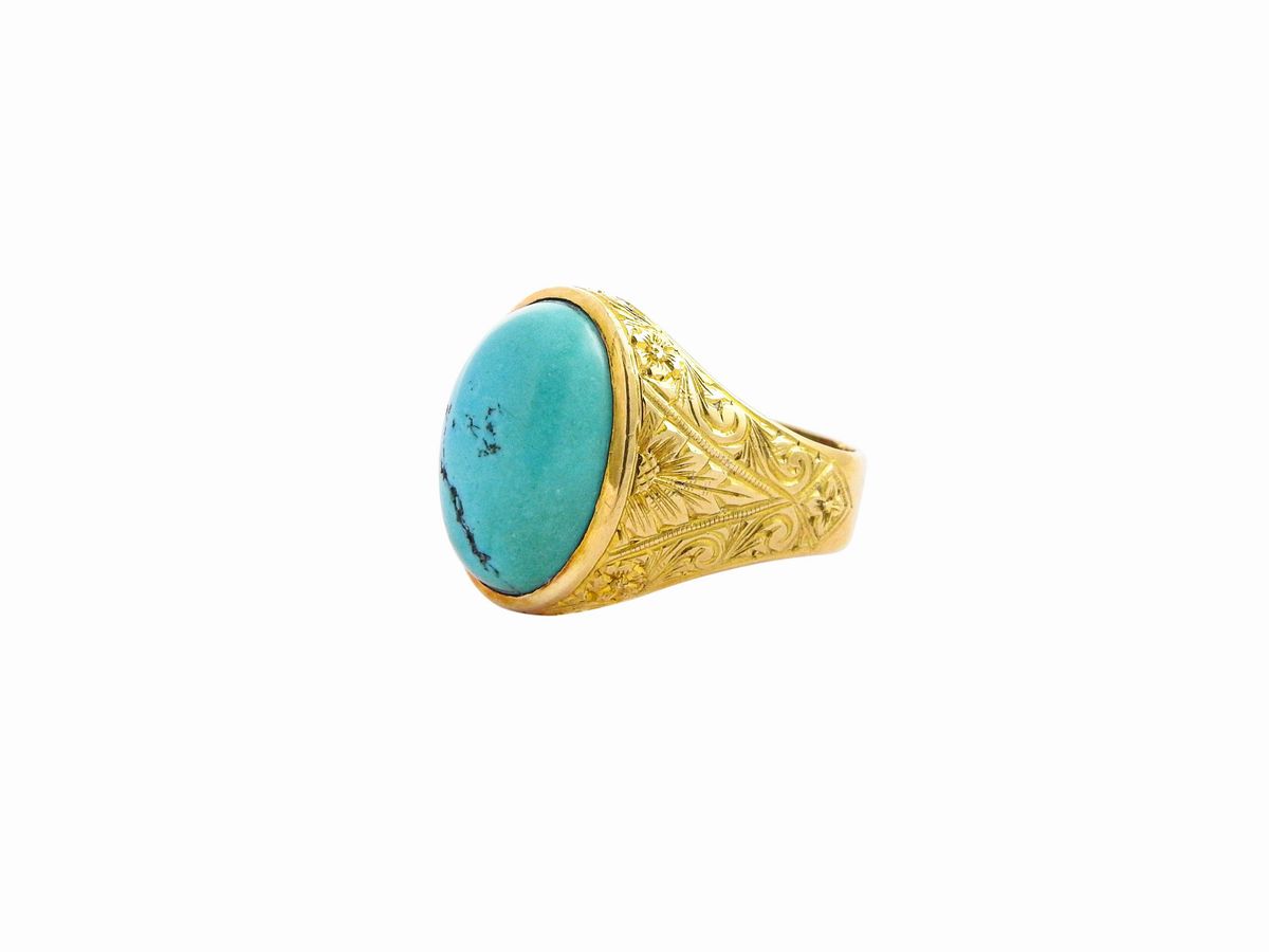 Anello in Oro Giallo con Turchese