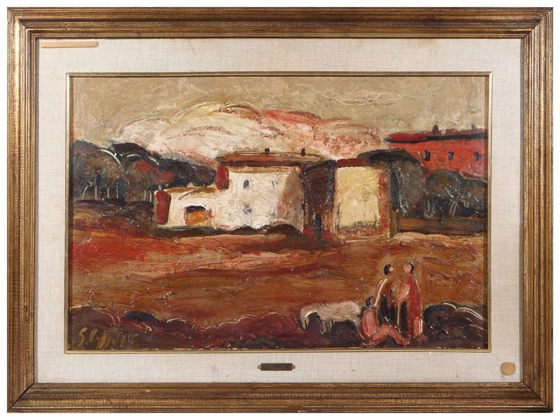 Emanuele Cappello - Paesaggio con Figure 1968