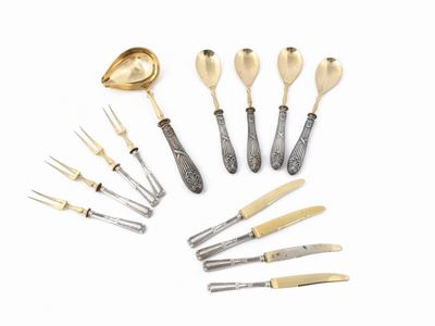 Assortimento di Posatine da Dolce in Argento e Metallo Vermeil