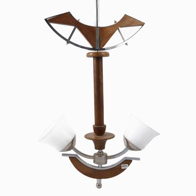 Lampadario in Legno e Acciaio
