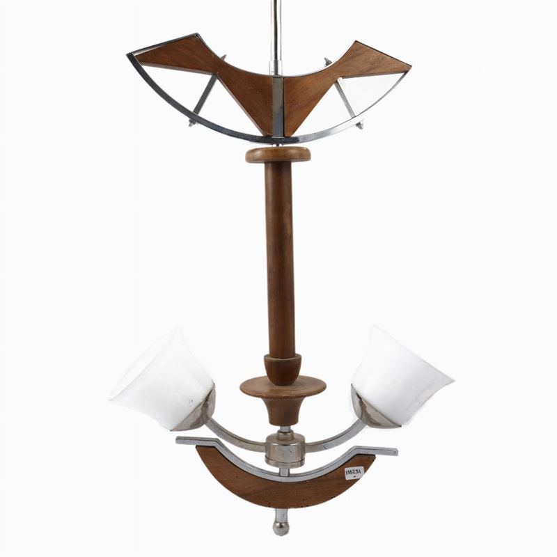 Lampadario in Legno e Acciaio