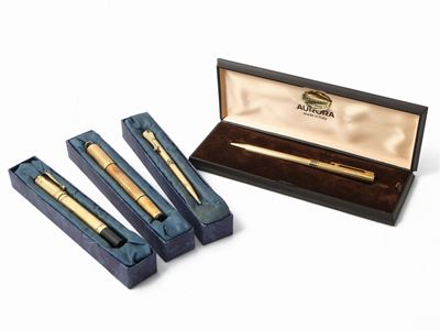 Due Penne Stilografiche D'epoca Placcate Oro 18 Kt, Waterman's e Europa
