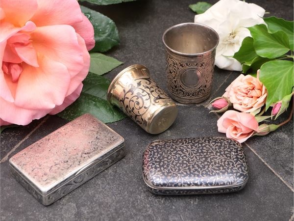 Curiosities in nielloed silver, Russia, second half of the 19th century