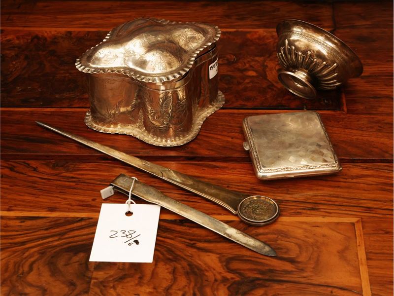 Lotto di Curiosità D'epoca da Scrivania in Argento