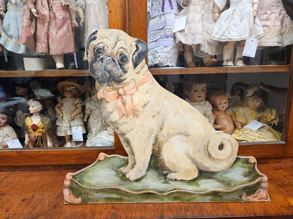 Painted wooden pug silhouette  - Auction Dolls and Toys - Maison Bibelot - Casa d'Aste Firenze - Milano