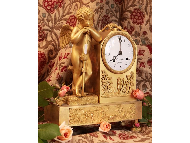 Orologio da Tavolo in Bronzo Dorato, Couvosier & Comp.e