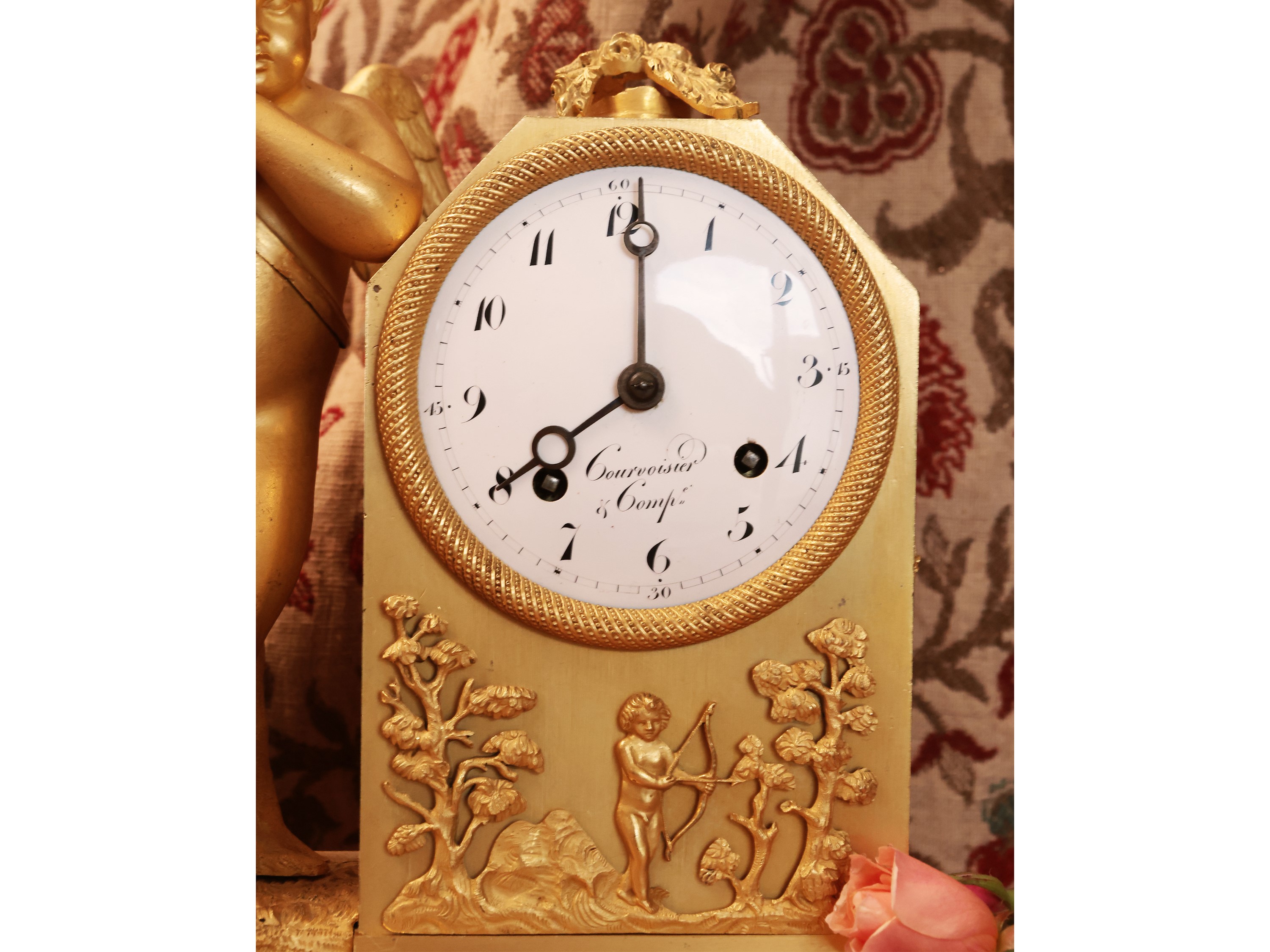 Orologio da Tavolo in Bronzo Dorato, Couvosier & Comp.e