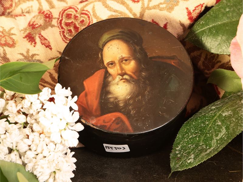 Grande Tabacchiera Circolare in Cartapesta Ebanizzata