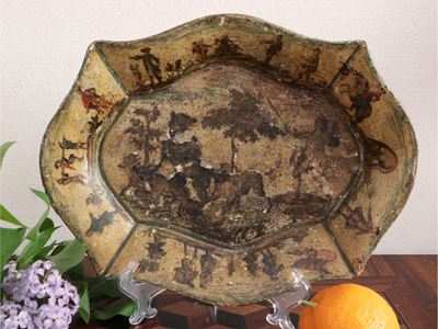 Piccolo Vassoio Laccato Ad Arte Povera