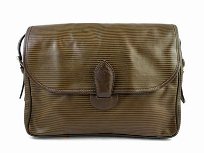 Yves Saint Laurent, Borsa a Tracolla a Righe Marroni in Tessuto Impermeabilizzato