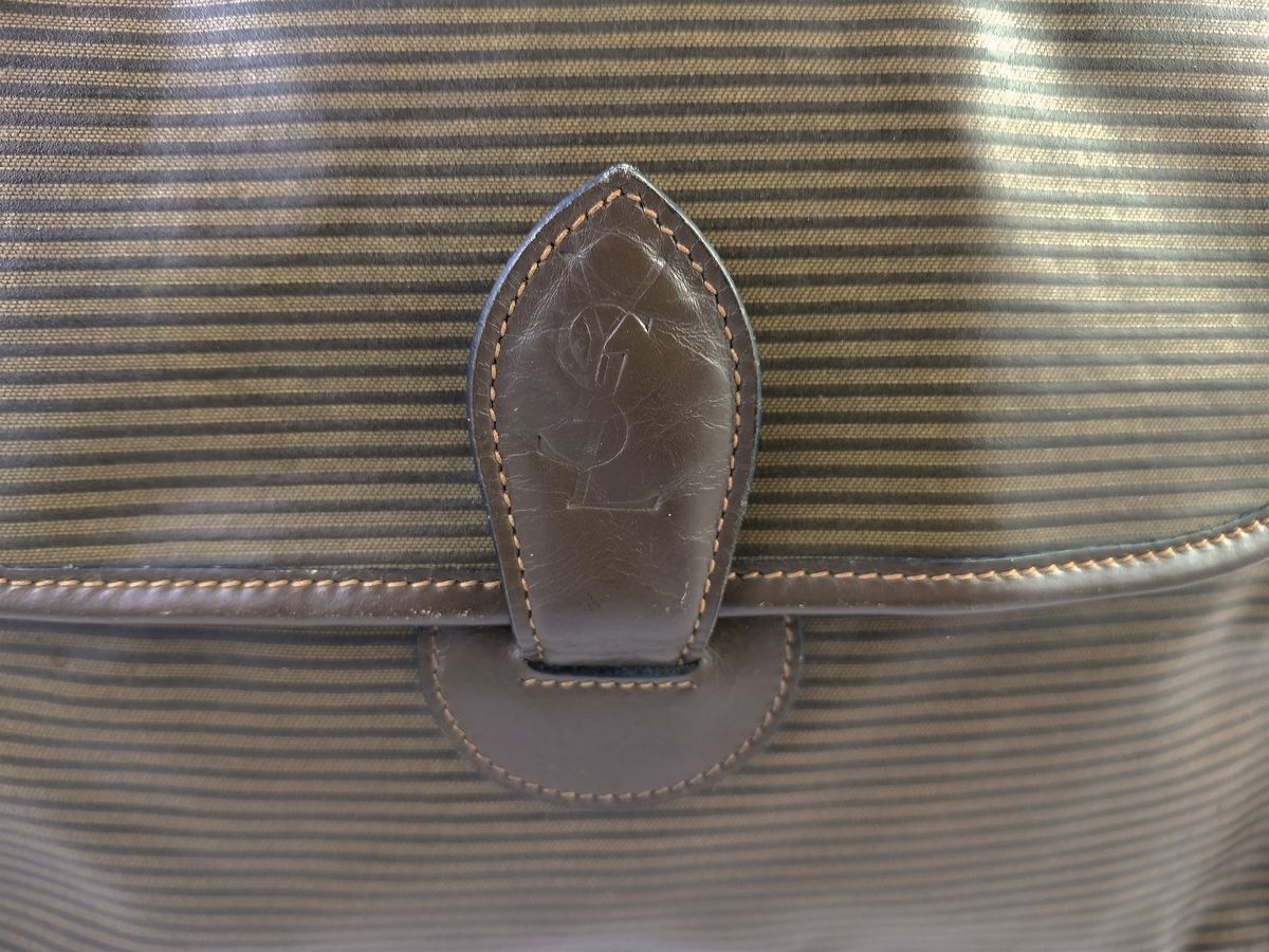 Yves Saint Laurent, Borsa a Tracolla a Righe Marroni in Tessuto Impermeabilizzato