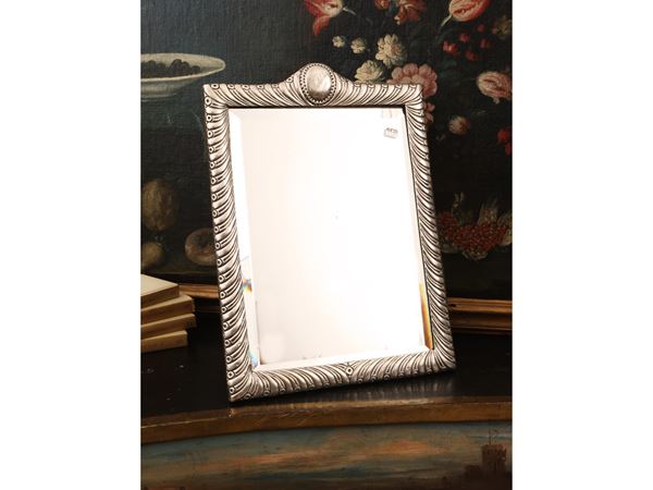 Specchio da tavolo con cornice in argento