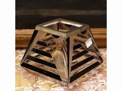 Vaso in Cristallo e Argento di Gusto Art Decò