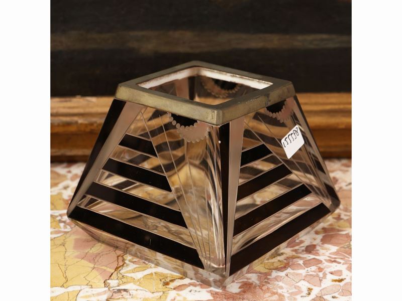 Vaso in Cristallo e Argento di Gusto Art Decò
