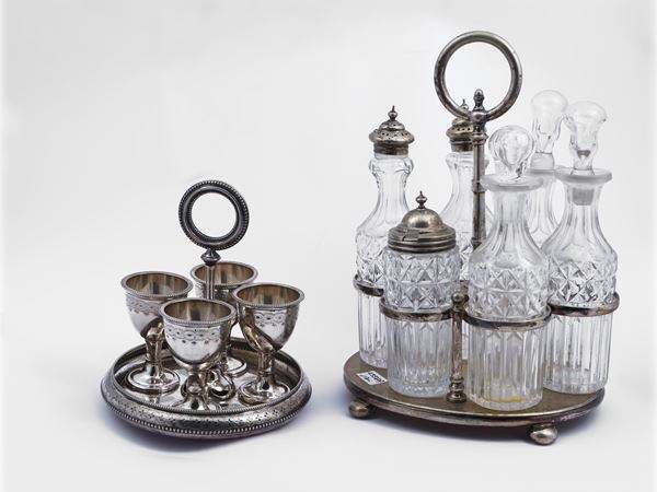Ménagère in silver metal and crystal  (first half of the 20th century)  - Auction A florentine house. Between tradition and modernity Collection, paintings and furnishing - III - - Maison Bibelot - Casa d'Aste Firenze - Milano
