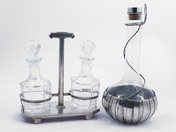 Two table accessories in glass and silver