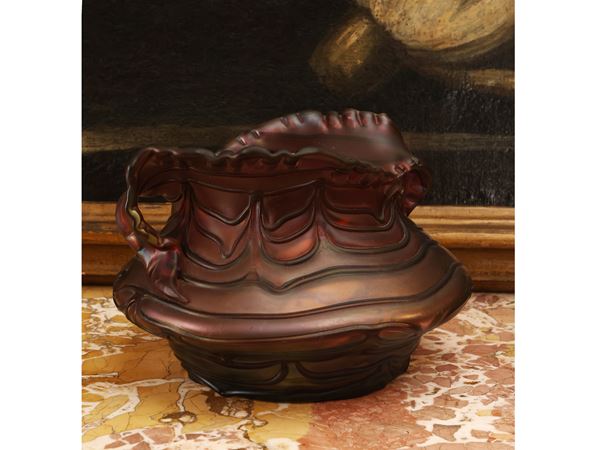 Aubergine-coloured blown glass vase