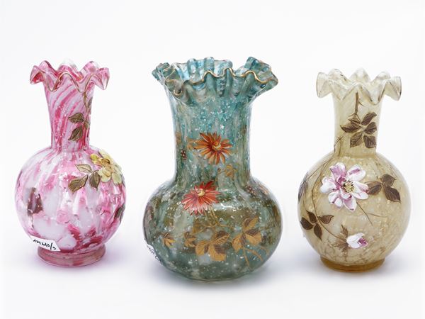 Three blown glass vases