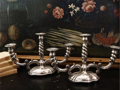 Coppia di Cadelabri in Argento