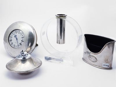 Set da Scrivania in Argento e Metallo Argentato