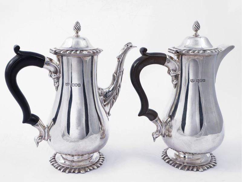 Set in Argento con Teiera e Caffettiera, Londra 1898