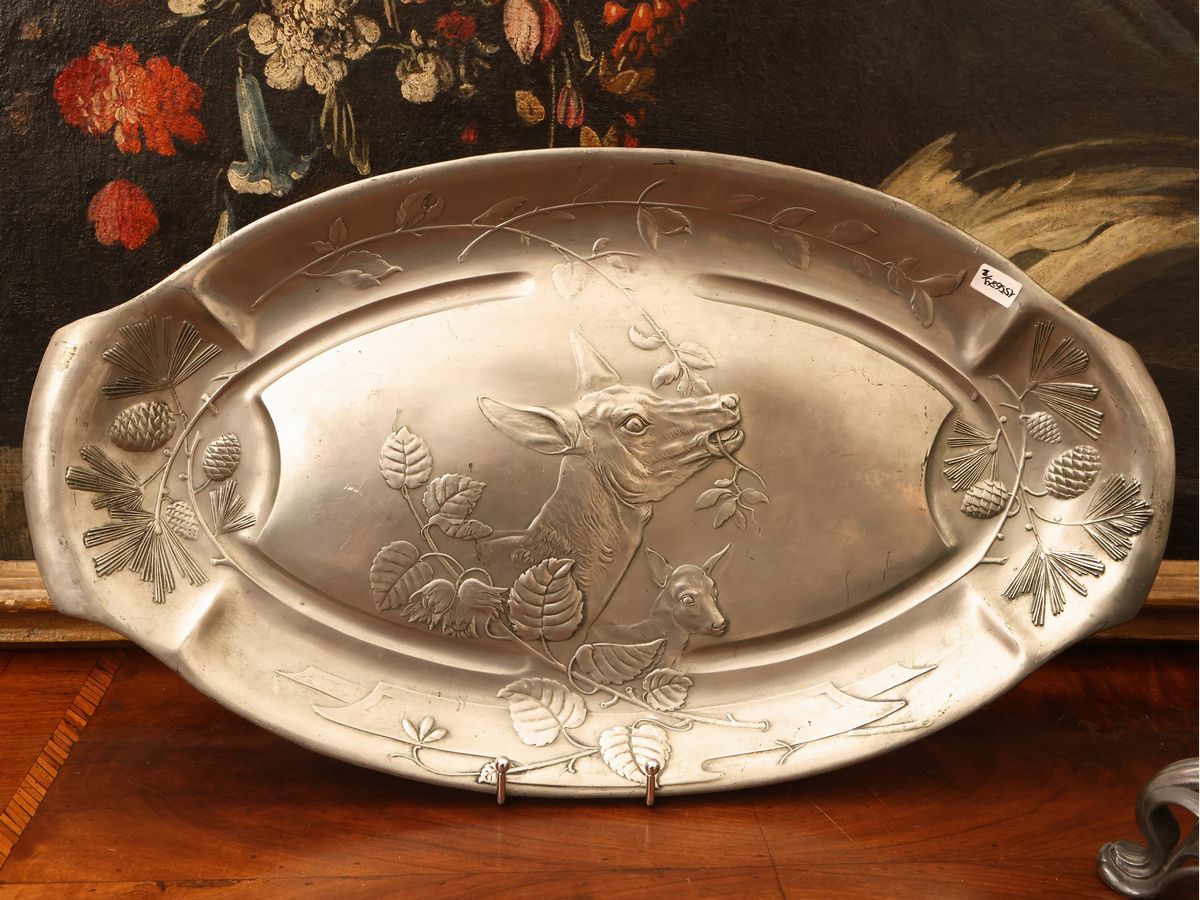 Fioriera Centrotavola in Peltro di Gusto Art Nouveau