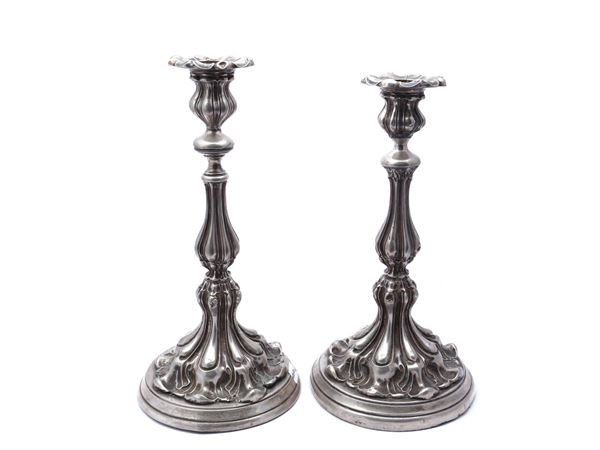 Pair of silver candlesticks, Austria, 19th century