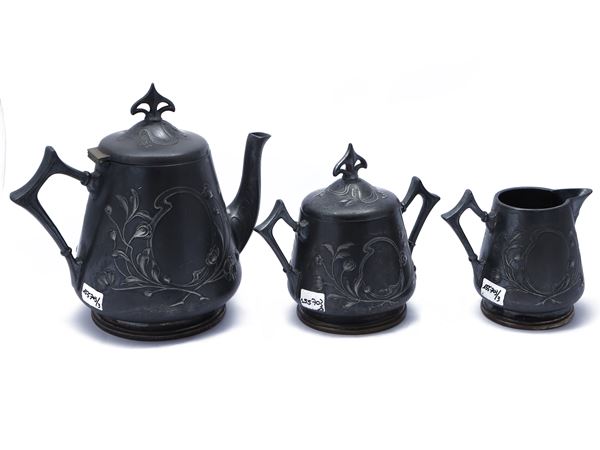 Art Nouveau pewter tea set