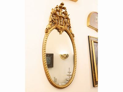 Specchiera in Legno Intagliato e Dorato