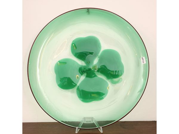 Transparent blown glass plate