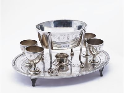 Set per Uova alla Coque in Metallo Argentato