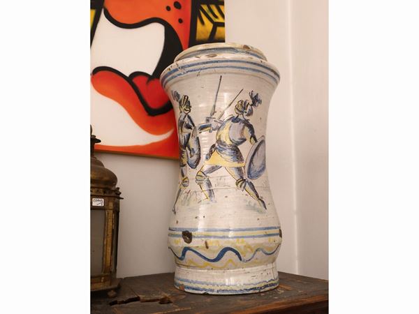 Grande vaso albarello in maiolica