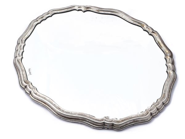 Vassoio a specchio con bordo in argento