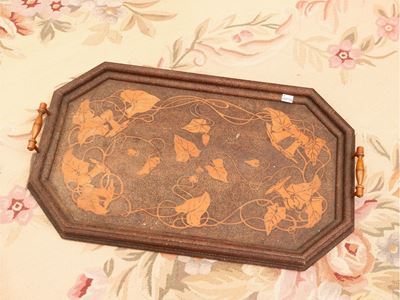 Vassoio in Legno Tenero di Gusto Art Nouveau
